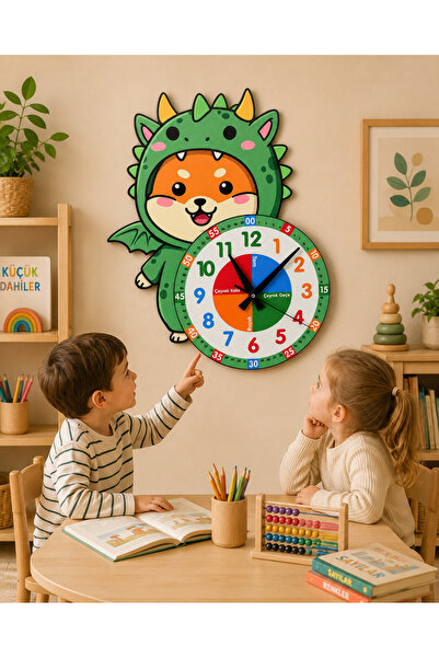 karbonsoft Sevimli Ejderha Dinazor Montessori Çocuk Odası Eğitici Ahşap Duvar...