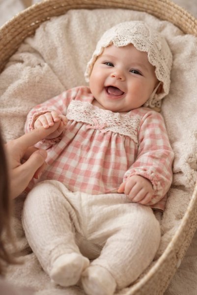 Tongs Baby Natural Pink-White Checked Lace Pack Baby Girl Bodysuits (0-1) 100% Cotton (5 Pieces) Newborn