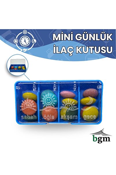 bgm Mini Mavi İlaç Kutusu Günlük 4 Bölmeli İlaç Saklama Kutusu İlaç Organizeri