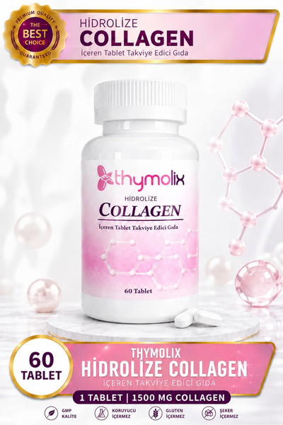 THYMOLIX Hidrolize Collagen Tablet – 60 Adet | Tip 1–3 Kolajen, C Vitamini De...