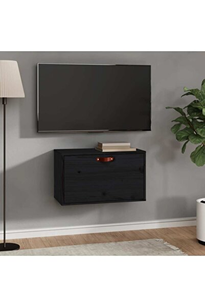 Concept Dulap de perete, negru, 60x30x35 cm, lemn masiv de pin