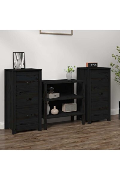 Concept Servante, 2 buc., negru, 40x35x80 cm, lemn masiv de pin