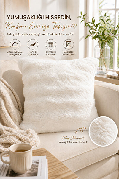 Bikaya Home Set de 2 huse de pernă din puf de iepure |   45x45 cm |   Pluș cu...