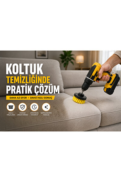 Genel Markalar 3lü Matkap Ucu Banyo Küvet Duşakabin Araba Tekerliği Koltuk Yıkama Temizleme Fırçası Seti