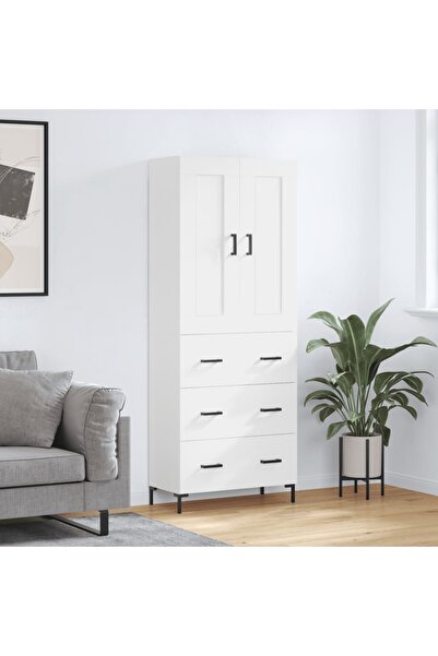 Concept Dulap înalt, alb, 69,5x34x180 cm, lemn compozit