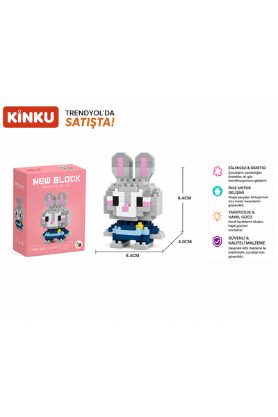 KİNKU Kutulu Block-Puzzle-Yapboz-3D Zeka geliştiren-Mini Sevimli Figürler Minyatür