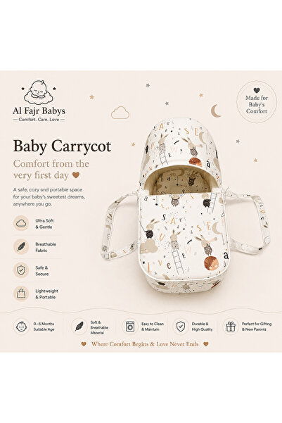 Al Fajr Babys سرير أطفال محمول مصنوع من القطن التركي 100%، سلة نوم متنقلة مع ...