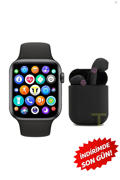 TECHNOMEN Akıllı Saat Plus Kablosuz Kulaklık Ikili Siyah Set