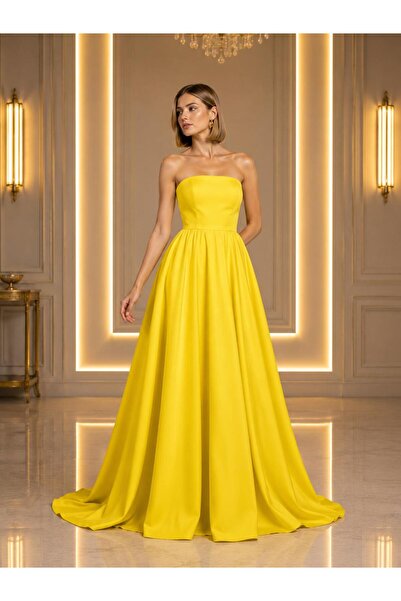 SERAVENZA COUTURE Maxi Boy Şık Straplez Davet Elbisesi COU-64