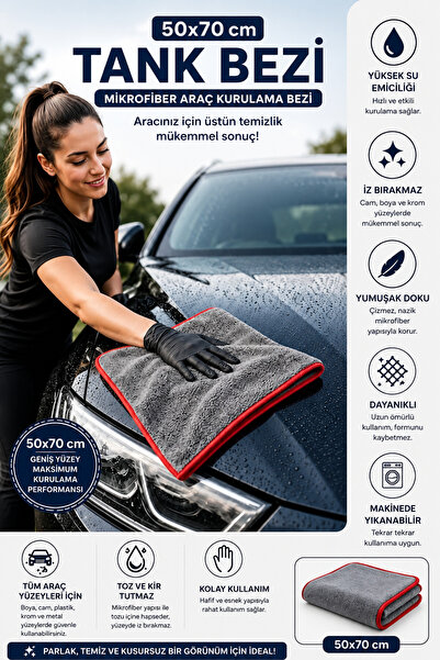 TUMKE Mikrofiber Tank Bezi Yüksek Havlu Araba, Cam, Mutfak ve Banyo Kurulama ...