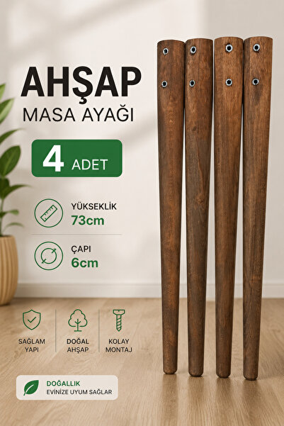 Renlife Ahşap Masa Ayağı Gürgen Ayak 73 cm Ceviz