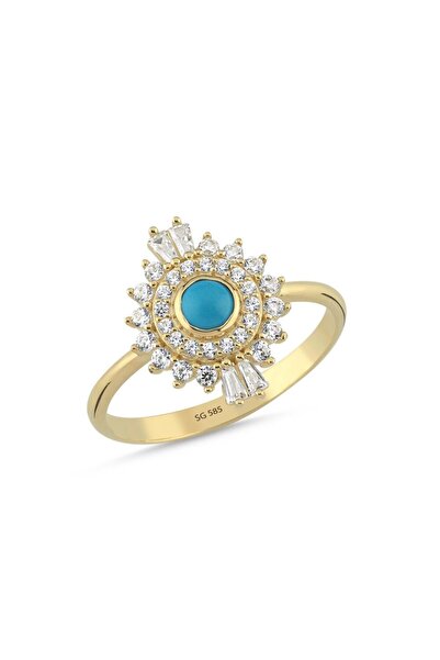 Sembol Gold 14 Ayar Mavi Akik Taşlı Altın Yüzük 2,12 Gr