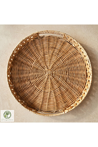 Renesse Home Asel El Yapımı Rattan Tepsi 30 cm – Premium Yuvarlak Dekoratif &...