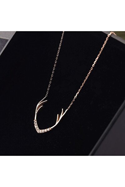 Sembol Gold Geyik Boynuzu Altın Kolye 14K Gold