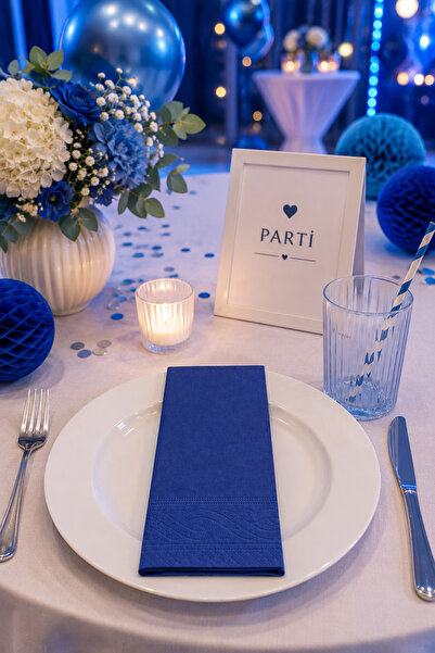 alenked 33 X 33 cm 2 Layer 20-Piece Waiter Fold Navy, Navy Blue Colored Paper...