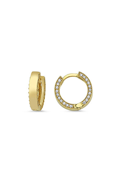 Sembol Gold Altın Halka Küpe Swarovski Taşlı