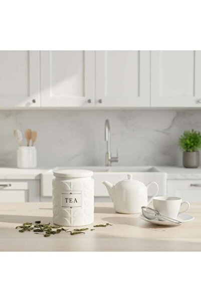 PAN HOME Carrisa Tea Canister 1050ml -white