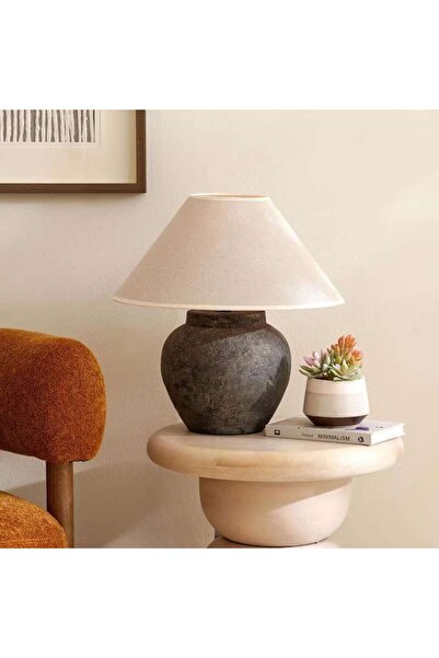 PAN HOME مصباح طاولة سيراميك كورتناي E-27 بقطر 45×48 سم - رمادي