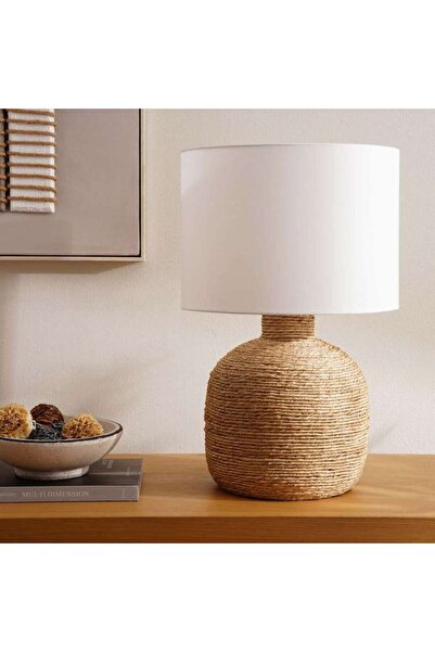 PAN HOME مصباح طاولة سيرا E27 أباكا بقطر 35×53 سم - طبيعي