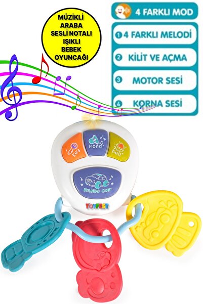 TOYFEST Araba Sesleri Çıkaran Işıklı Ninnili Müzikli Anahtarlık İnteraktif Be...