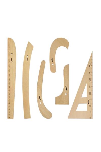 FDM 6 Parça Set - 6 Parça Ahşap Riga Seti - Riga Takımı - Cetvel
