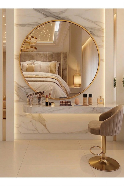 Taimi مرآة أنيقة بتصميم 80 سم - إطار معدني ذهبي لغرفة الملابس وغرفة المعيشة و...