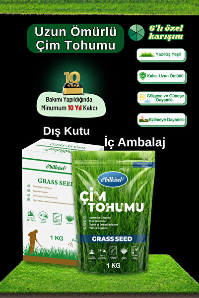 ebitkisel Çok Yıllık Çim Tohumu 1 Kg Uzun Ömürlü 6'lı Karışım Gölge ve Aşırı ...