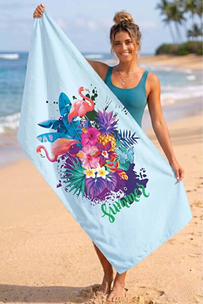 VEVİEN HOME Prosop de plajă Flamingo Summer Printed Digital 75x150 Cm