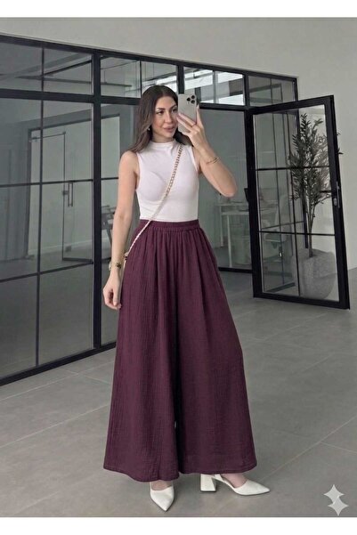QUAWEAR Elastic Waist Modal Fabric Skirt with Side Pockets