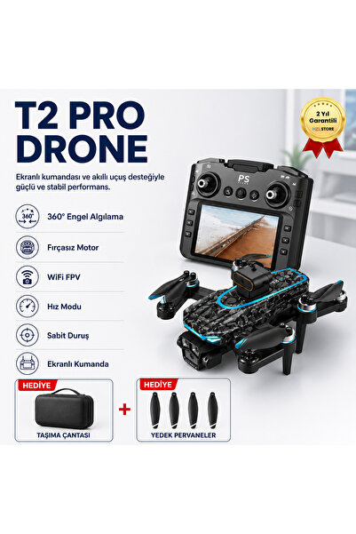 hızlı store T2 Pro Drone 4K Üç Kameralı GPS WiFi FPV 360° Engel Algılama Büyü...