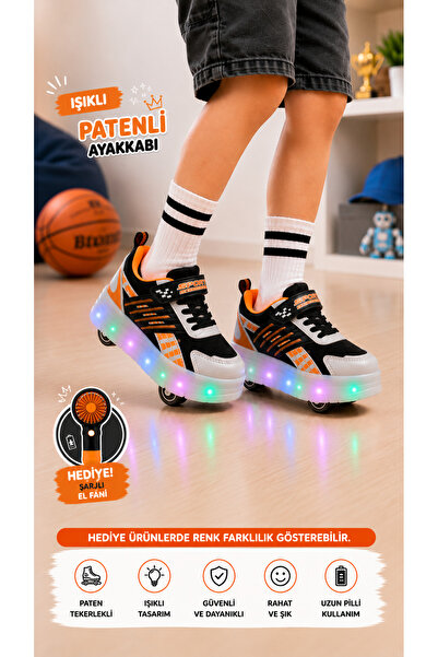 SOLERO Işıklı Patenli 4 Tekerlekli Spor & Paten Dönüşümlü Çocuk Ayakkabısı