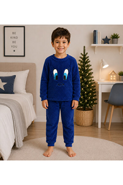 Fil Kids Boy's Blue Tweety Print Long Sleeve Winter Fleece Pajamas Set