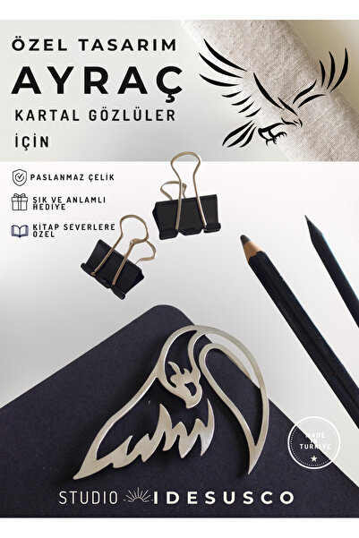 Şamanik Kartal Figürlü Metal Broş Eco, Kitap Ayracı ve Para Klipsi