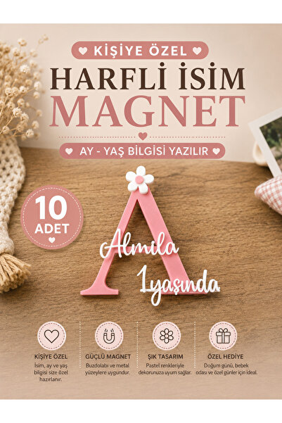 Liora3dStudio 10 ADET - Kişiye Özel Harfli İsim Magnet | Doğum günü- Yenidoğa...