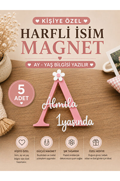 Liora3dStudio Kişiye Özel Harfli İsim Magnet | Doğum günü- Yenidoğan - BabySh...