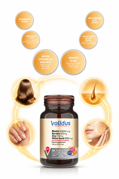 Validus Biotin Keratin Zinc 30 Tablet