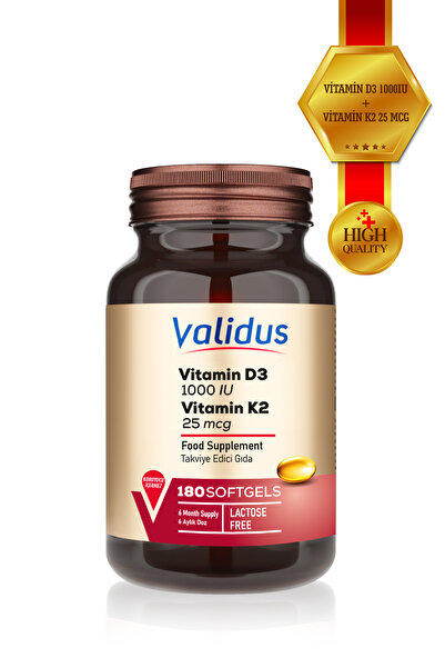 Validus Vitamin D3 Vitamin K2 180 Softgel (Kappa Patented Active)