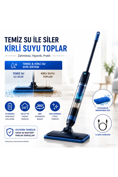 Philips Çift Depolu Kablosuz Elektrikli Mop Şarjlı Dikey Paspas Kirli Su Topl...