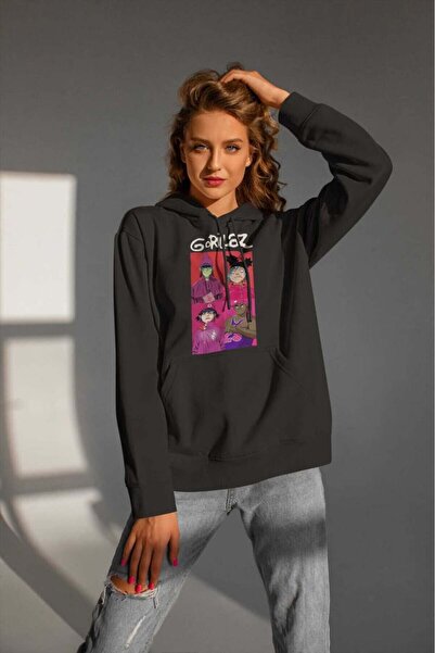 buzagi tasarım ürünleri Gorillaz Digital Print Hooded Unisex Sweatshirt