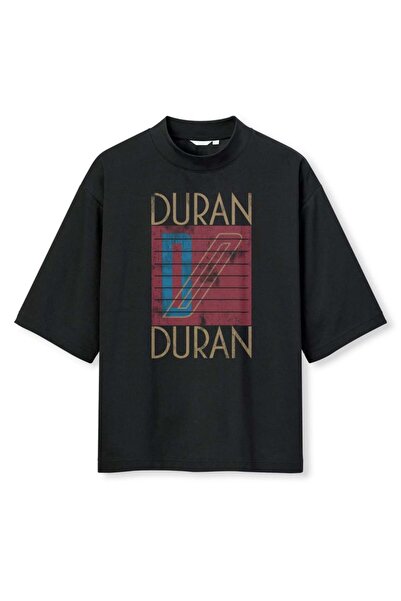 buzagi tasarım ürünleri Duran Duran Digital Print Oversize Black Unisex T-Shirt