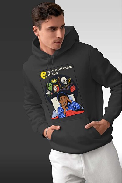 buzagi tasarım ürünleri Existencial Oversize Hooded Unisex Sweatshirt