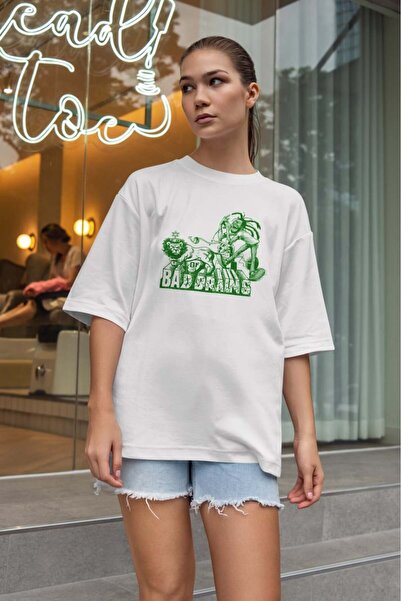 buzagi tasarım ürünleri Bad Brains Oversize Unisex White T-Shirt