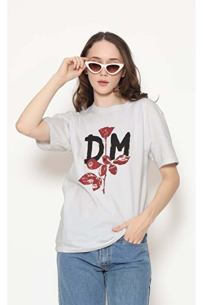 buzagi tasarım ürünleri تي شيرت أبيض للجنسين من Depeche Mode Regular Fit