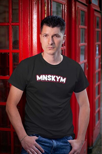 buzagi tasarım ürünleri Mnskym Regular Fit Black T-Shirt