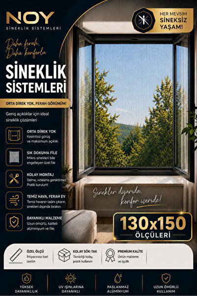 NOY Sineklik Pencere Sinekliği Yapışkanlı Cırtlı Sinek Perdesi Yıkanabilir Te...