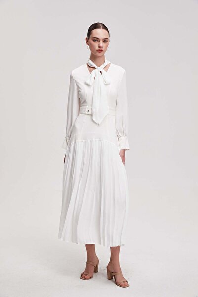 Livia Short-sleeve patterned midi dress with belt