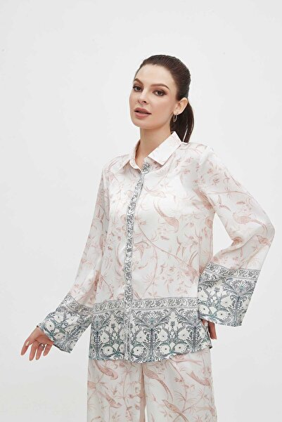 mica Printed Waist-Length Top with Buttoned Detail