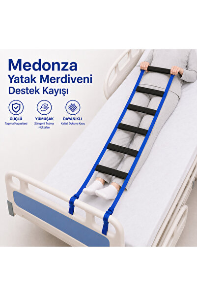 MEDONZA Hasta Yatak Merdiveni Yataktan Kalkma ve Doğrultma Aparatı mdz01 (Sar...