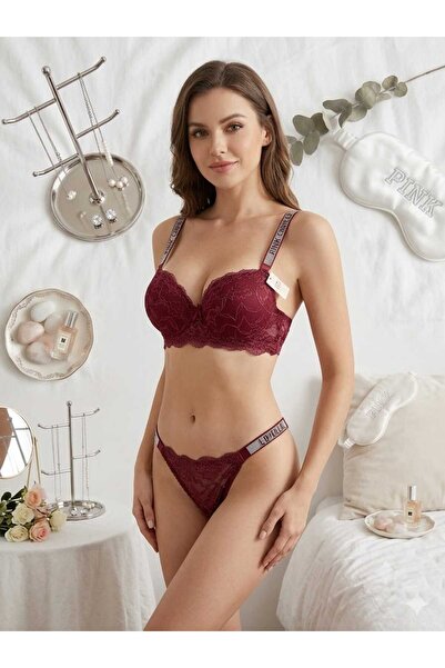 WOMEN'S WORLD FANTASY PUSH UP DANTELLİ TANGA KÜLOT DESTEKLİ SÜTYEN TAKIM