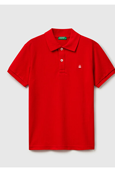 United Colors of Benetton Erkek Çocuk Kırmızı Logolu Pike Polo T-Shirt